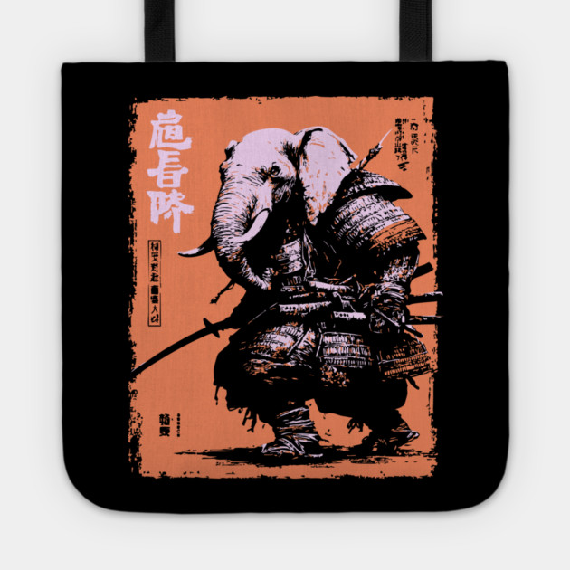 Elephant Samurai Warrior - Ukiyo-e Ronin Tote by TuncGK