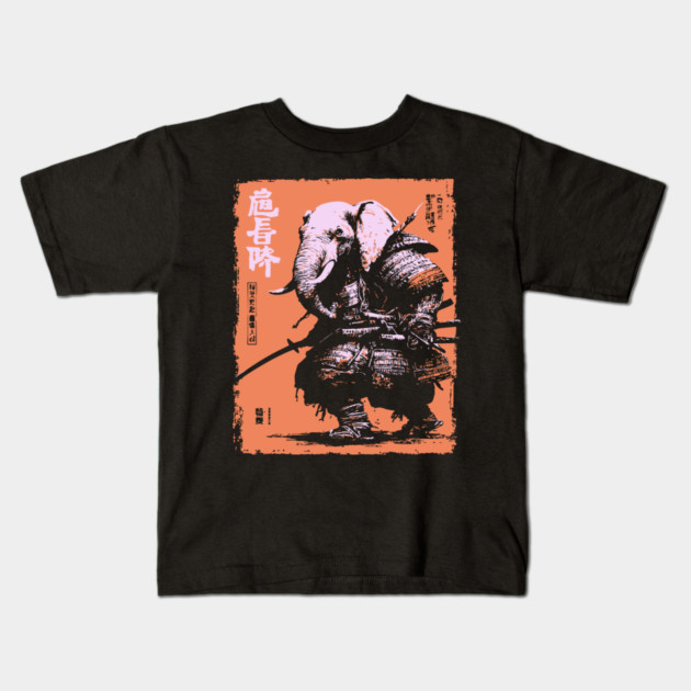 Elephant Samurai Warrior - Ukiyo-e Ronin Kids T-Shirt by TuncGK