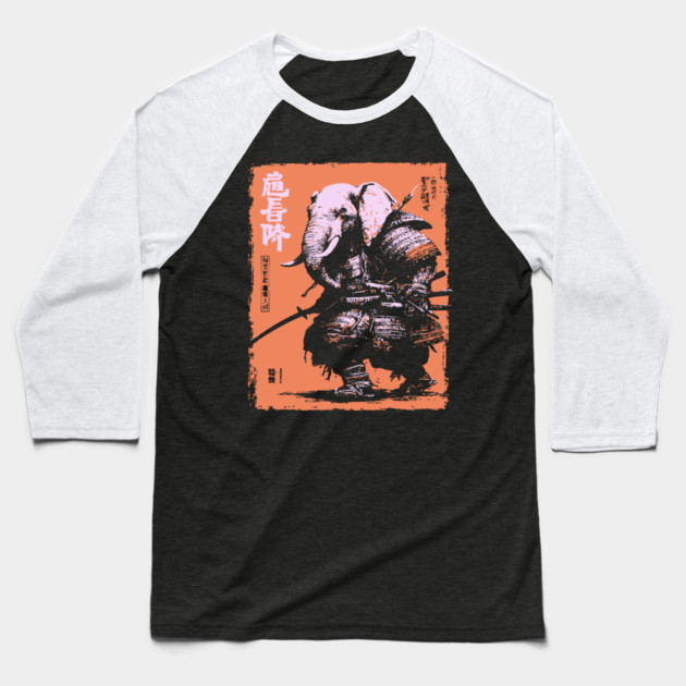 Elephant Samurai Warrior - Ukiyo-e Ronin Baseball T-Shirt by TuncGK