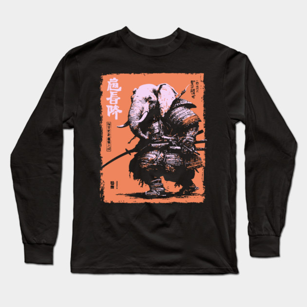 Elephant Samurai Warrior - Ukiyo-e Ronin Long Sleeve T-Shirt by TuncGK