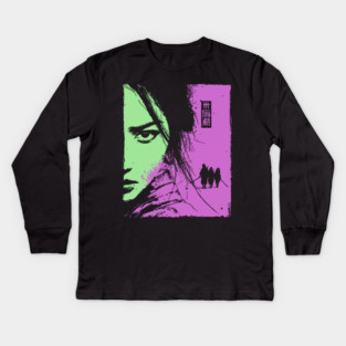 Female Ronin - Ukiyo-e Wandering Swordswoman Kids Long Sleeve T-Shirt