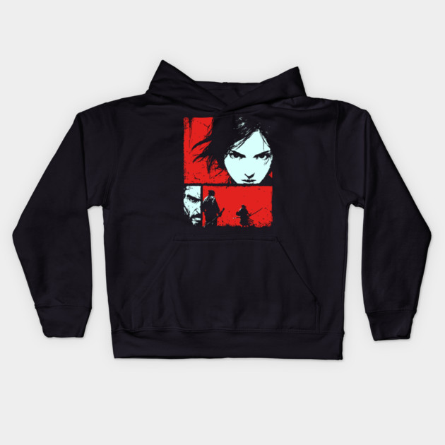 Samurai Revenge - Retro Japanese Chanbara Movie Art Kids Hoodie by TuncGK
