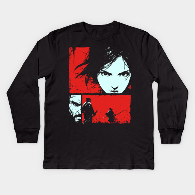 Samurai Revenge - Retro Japanese Chanbara Movie Art Kids Long Sleeve T-Shirt by TuncGK