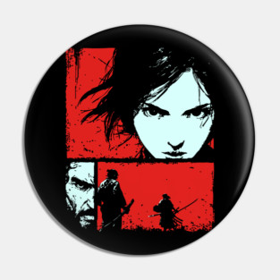 Samurai Revenge - Retro Japanese Chanbara Movie Art Pin