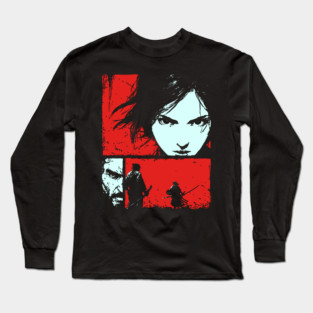 Samurai Revenge - Retro Japanese Chanbara Movie Art Long Sleeve T-Shirt