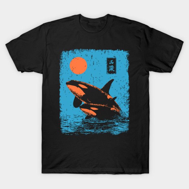 Ukiyo-e Orca - Retro Japanese Killer Whale T-Shirt by TuncGK