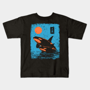 Ukiyo-e Orca - Retro Japanese Killer Whale Kids T-Shirt