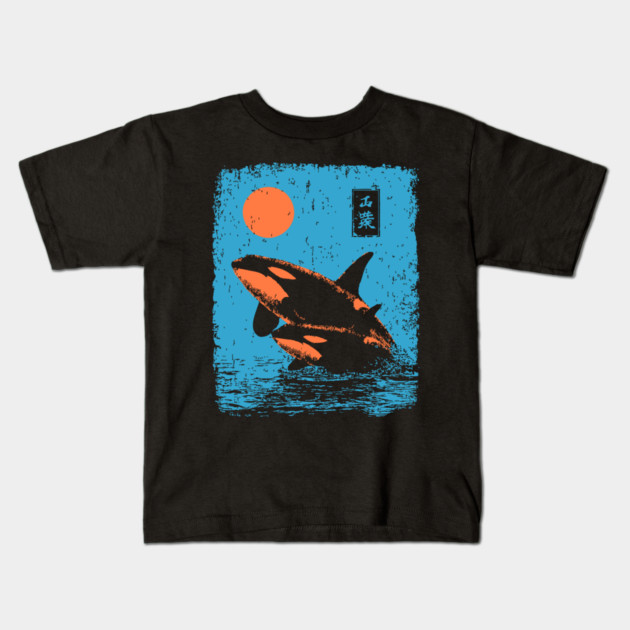 Ukiyo-e Orca - Retro Japanese Killer Whale Kids T-Shirt by TuncGK