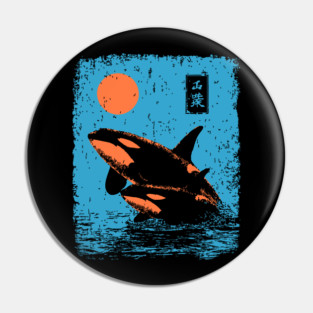 Ukiyo-e Orca - Retro Japanese Killer Whale Pin