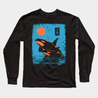 Ukiyo-e Orca - Retro Japanese Killer Whale Long Sleeve T-Shirt