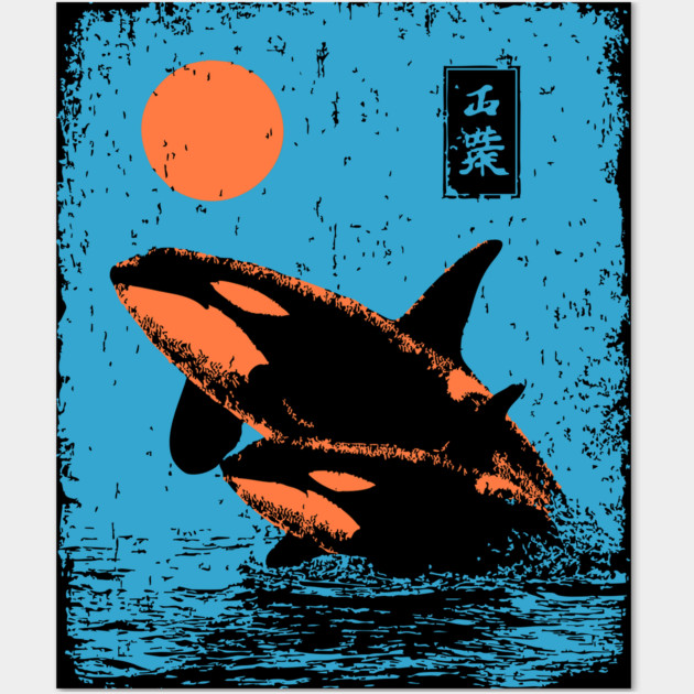 Ukiyo-e Orca - Retro Japanese Killer Whale Wall Art by TuncGK
