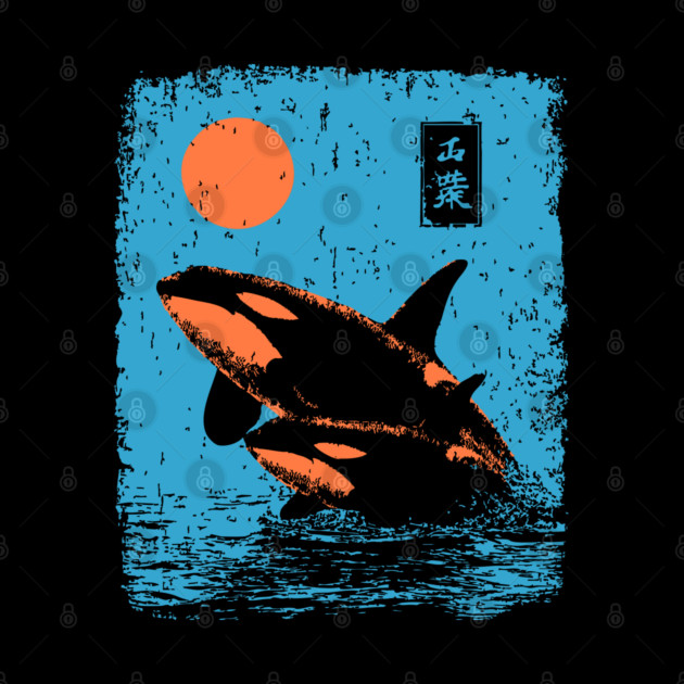 Ukiyo-e Orca - Retro Japanese Killer Whale by TuncGK
