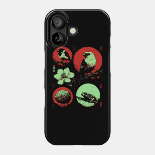 Woodland Birds - Ukiyo-e Japanese Nature Collage Phone Case
