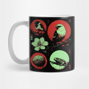 Woodland Birds - Ukiyo-e Japanese Nature Collage Mug