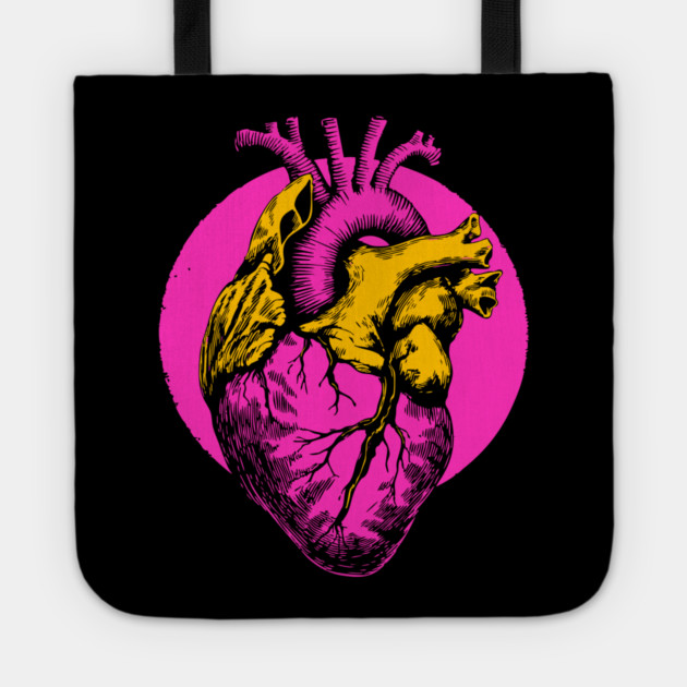 Neon Anatomical Heart - Vaporwave Medical Anatomy Art Tote by TuncGK