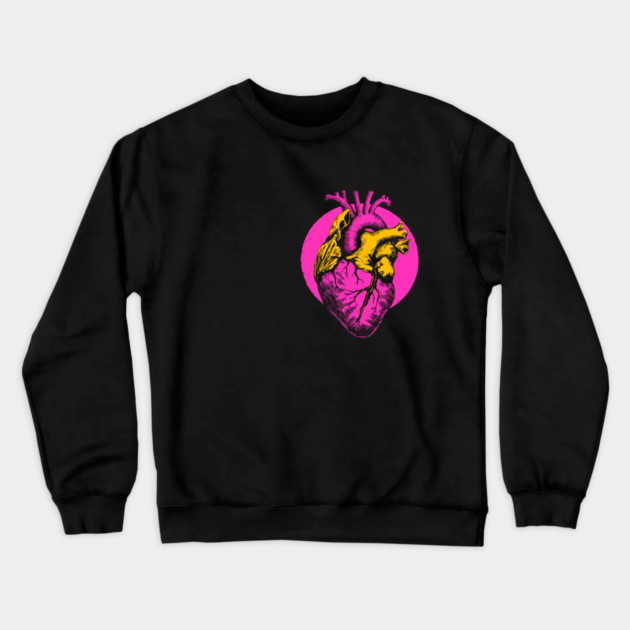 Neon Anatomical Heart - Vaporwave Medical Anatomy Art Crewneck Sweatshirt by TuncGK