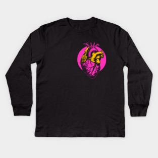 Neon Anatomical Heart - Vaporwave Medical Anatomy Art Kids Long Sleeve T-Shirt