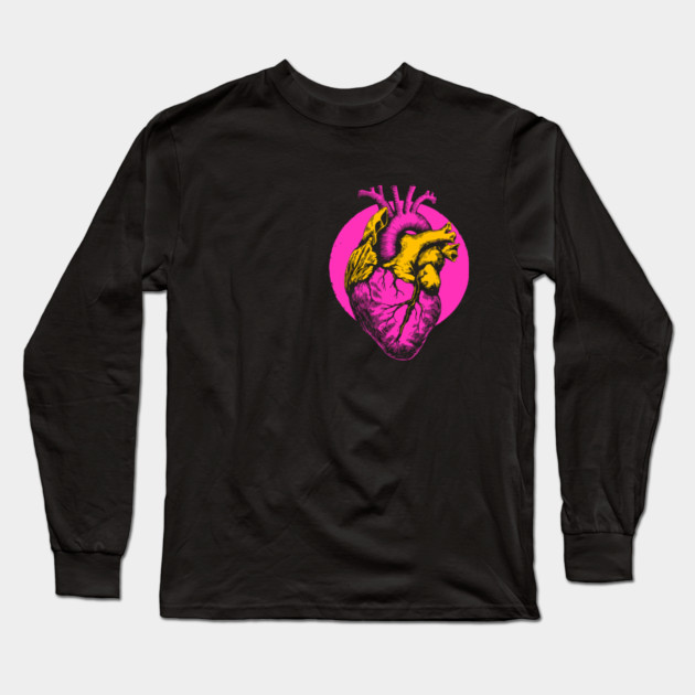Neon Anatomical Heart - Vaporwave Medical Anatomy Art Long Sleeve T-Shirt by TuncGK
