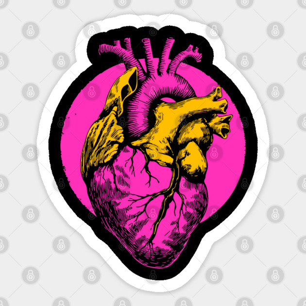 Neon Anatomical Heart - Vaporwave Medical Anatomy Art Sticker by TuncGK