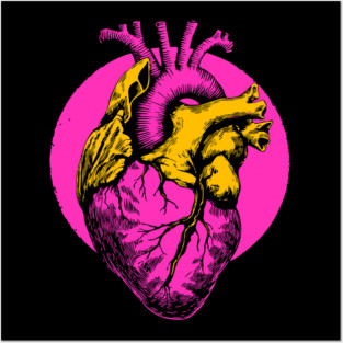 Neon Anatomical Heart - Vaporwave Medical Anatomy Art Posters and Art