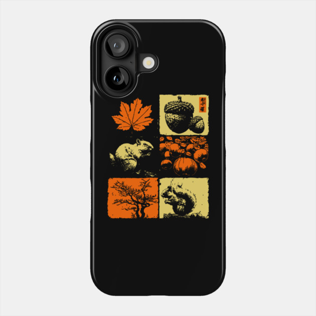 Autumn Squirrel - Retro Ukiyo-e Fall Aesthetic Phone Case by TuncGK
