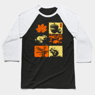 Autumn Squirrel - Retro Ukiyo-e Fall Aesthetic Baseball T-Shirt