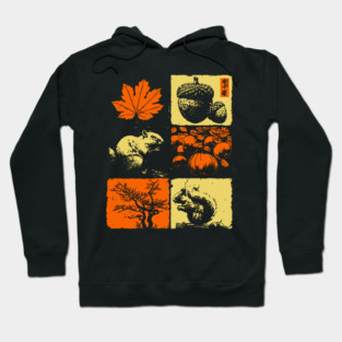 Autumn Squirrel - Retro Ukiyo-e Fall Aesthetic Hoodie