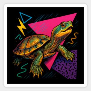 Retro Neon Peters Sideneck Turtle Sticker