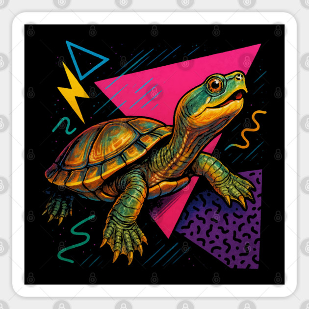 Retro Neon Peters Sideneck Turtle Sticker by Reptiq's Store