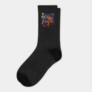 Retro Neon Malayan Wood Turtle Socks