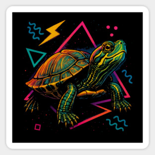 Retro Neon Mississippi Map Turtle Sticker