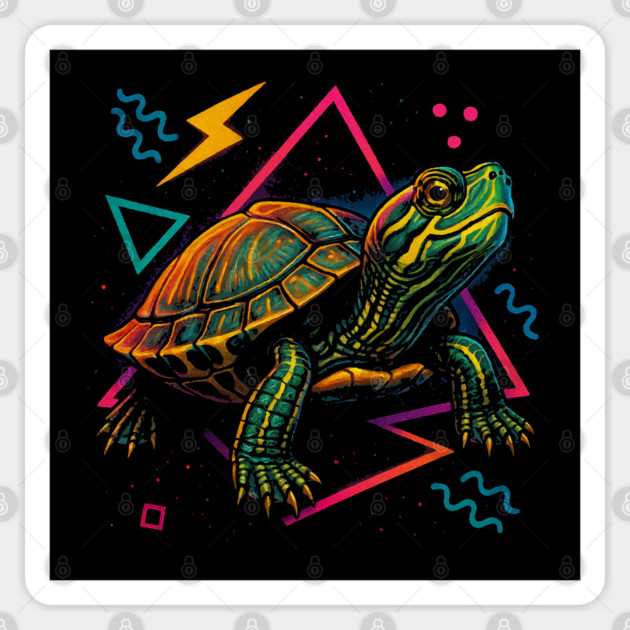 Retro Neon Mississippi Map Turtle Sticker by Reptiq's Store