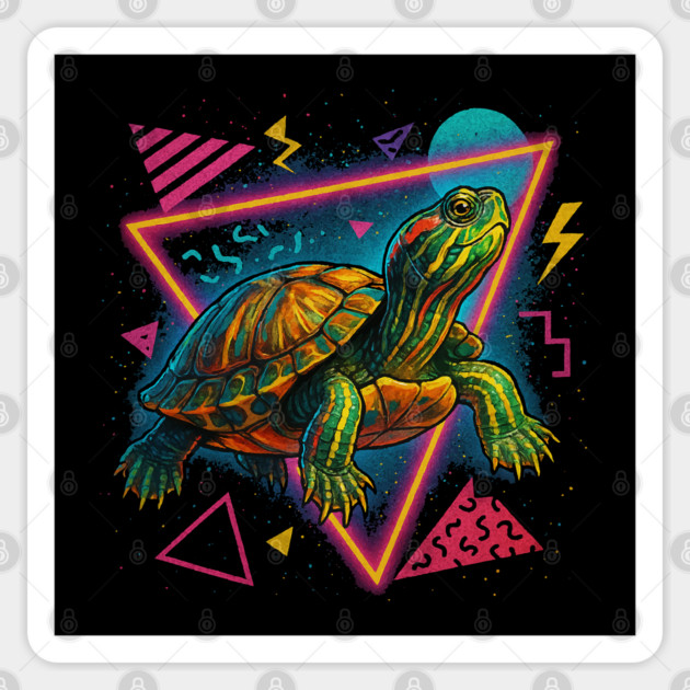 Retro Neon Cumberland Slider Turtle Sticker by Reptiq's Store