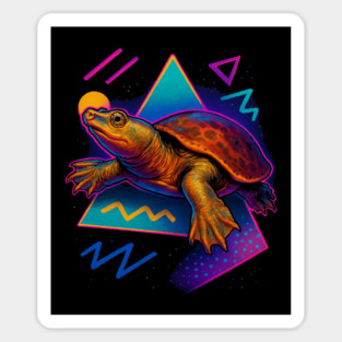 Retro Neon Florida Softshell Turtle Magnet