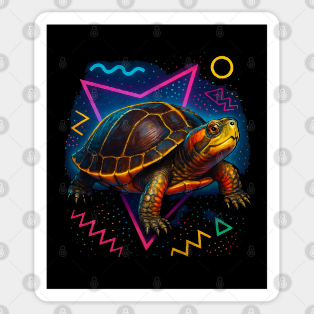 Retro Neon Chinese Box Turtle Sticker by Reptiq's Store