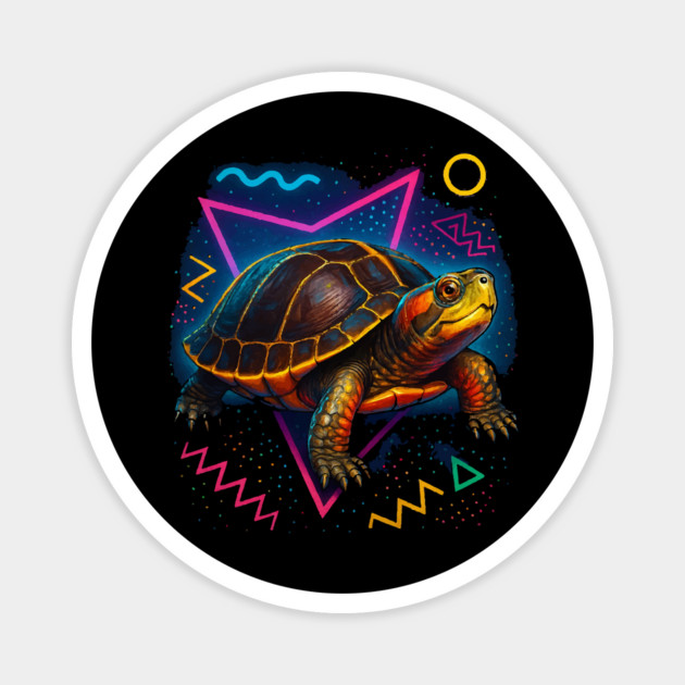 Retro Neon Chinese Box Turtle Magnet by Reptiq's Store