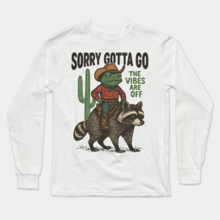 Cowboy Frog Riding Raccoon Long Sleeve T-Shirt