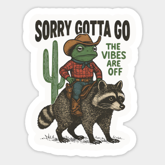Cowboy Frog Riding Raccoon Magnet by Hays Robert Print
