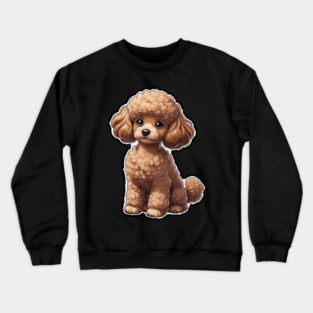 Cartoon Poodle  Curly-Haired Dog with Red Collar for Animal Lovers Crewneck Sweatshirt