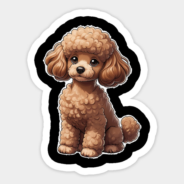 Cartoon Poodle  Curly-Haired Dog with Red Collar for Animal Lovers Sticker by IamActiveDog