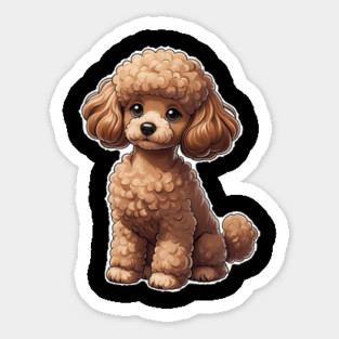 Cartoon Poodle  Curly-Haired Dog with Red Collar for Animal Lovers Magnet