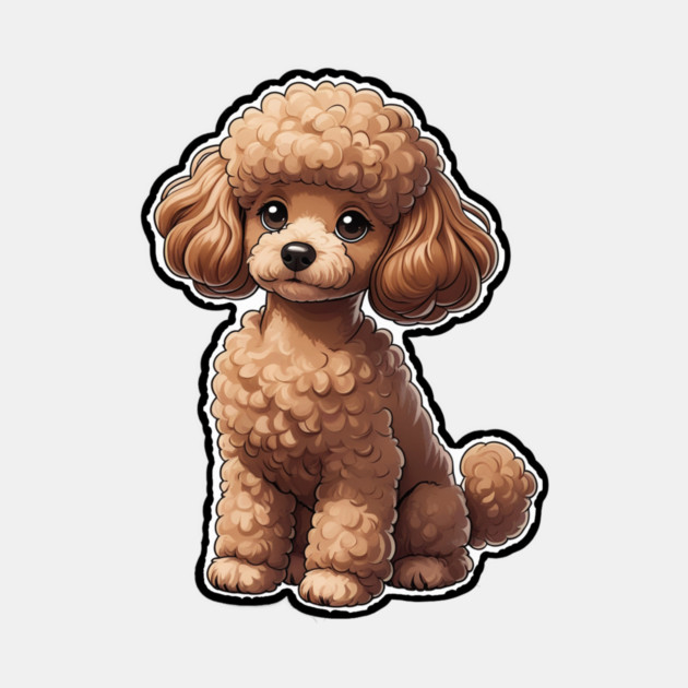 Cartoon Poodle  Curly-Haired Dog with Red Collar for Animal Lovers by IamActiveDog