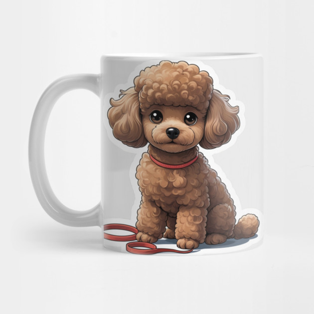Fluffy Brown Poodle – Cute Dog with Red Leash for Pet Lovers by IamActiveDog