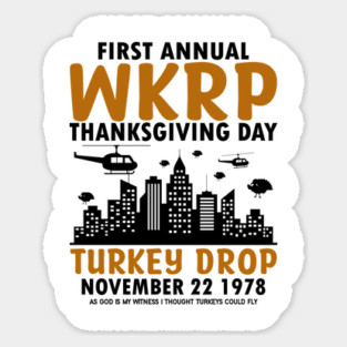 Thanksgiving WKRP Turkey Drop Sticker