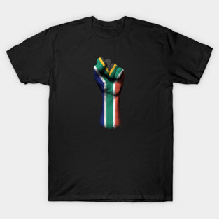 Flag of South Africa on a Raised Clenched Fist T-Shirt