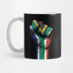 Flag of South Africa on a Raised Clenched Fist Mug
