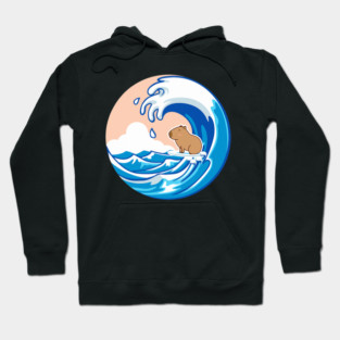 Wave Capybara Surfing Capibara Animal Lover Novelty Hoodie