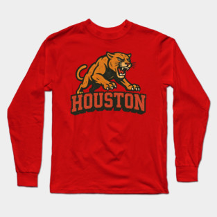 Cougars Retro Comic Book Style Logo Long Sleeve T-Shirt