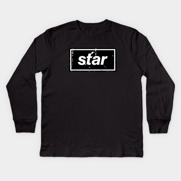 Star - Oasis Mancunian Indie Anthem Black Kids Long Sleeve T-Shirt by Butter Creative
