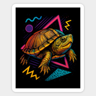 Retro Neon Razor Backed Musk Turtle Sticker